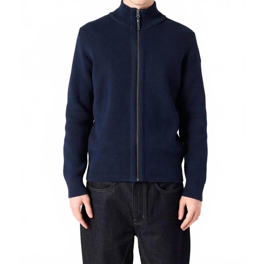 NEW PARAJUMPERS manny full zip cardigan in blue navy